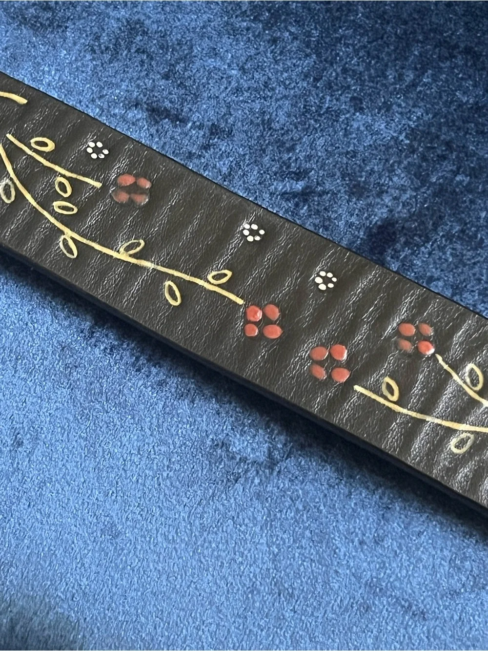 Vintage 2002 DKNY Genuine Leather Hand-Painted Floral Belt – Size M